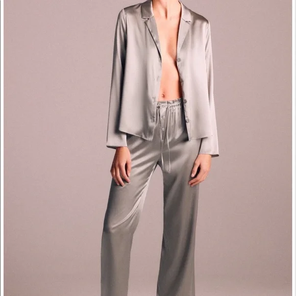 NWT Zara 100% Silk Gray Shirt - Picture 2 of 13